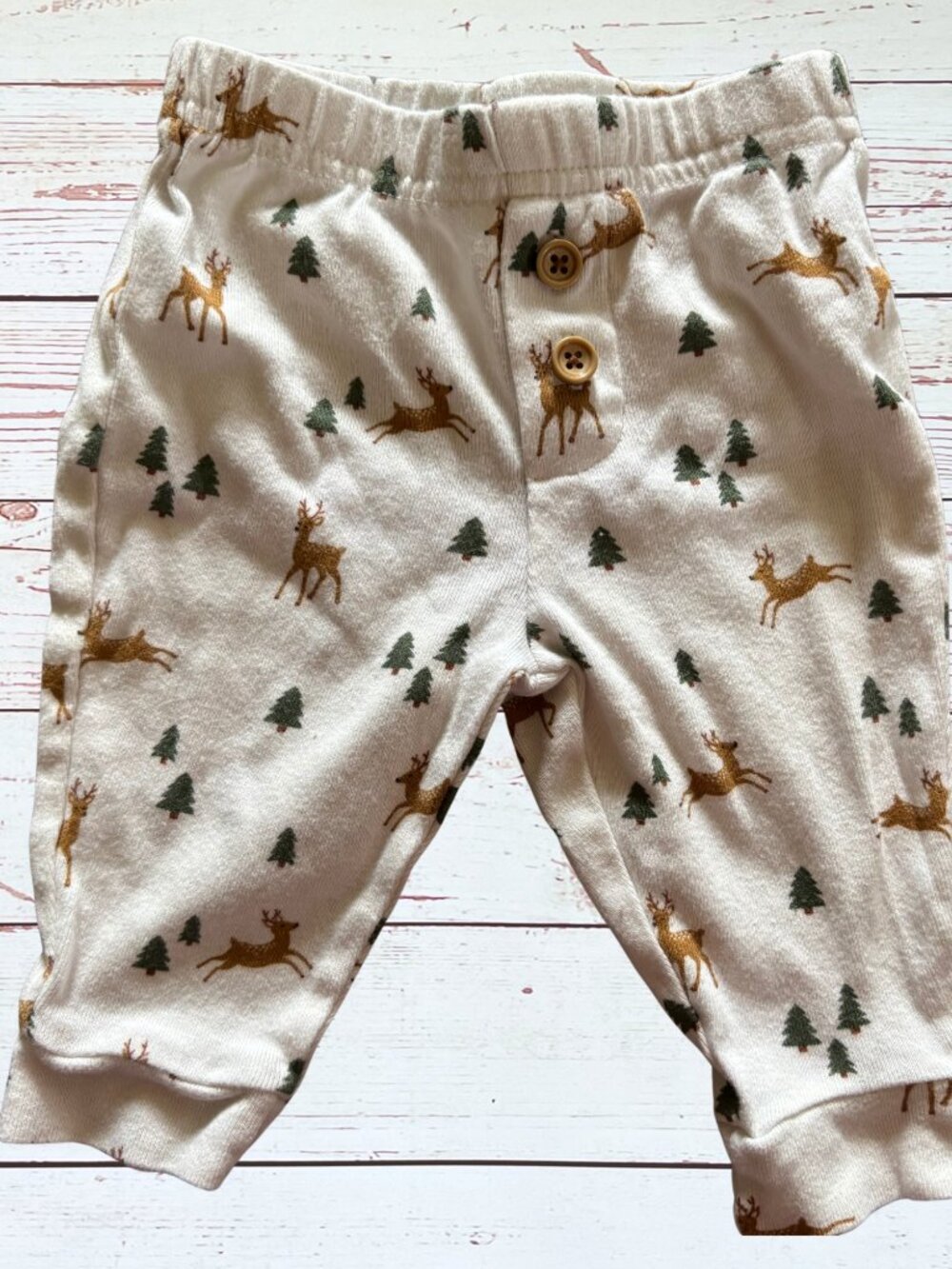 Homegrown 0-3 Month Reindeer & Christmas Trees Pants